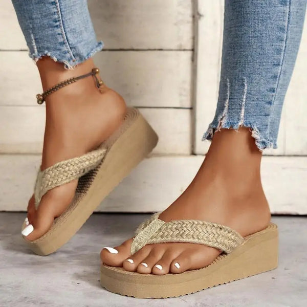 Boho Twine Platform Beach Sandals