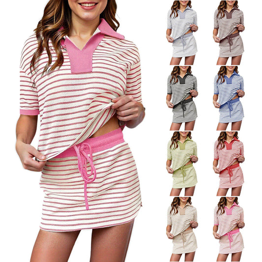 Summer Striped Casual Two-Piece Set